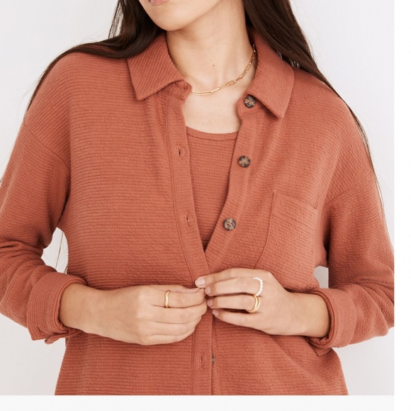 Madewell Textural Knit Shirt-Jacket Weathered Brick Size M - Picture 4 of 14